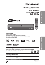 Panasonic DIGA DMR-EZ47V User Manual | 100 pages | Also for: DMR 