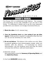Pdf Download | Bounty Hunter PIONEER 505 User Manual (16 pages)
