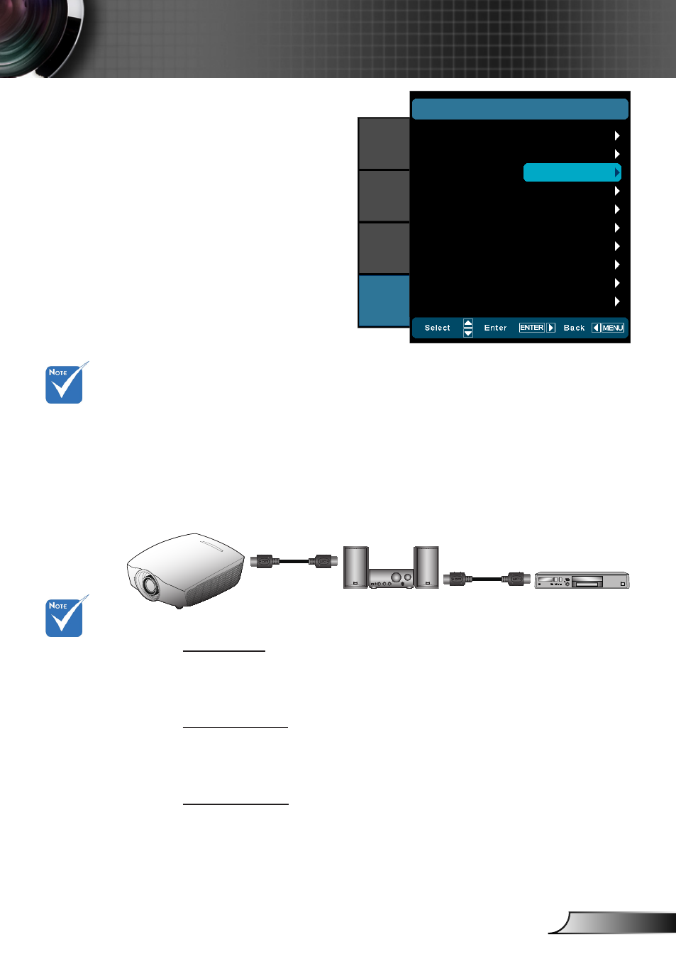 Setup | hdmi link settings, User controls, Hdmi | Optoma HD90 User Manual | 45 / 65