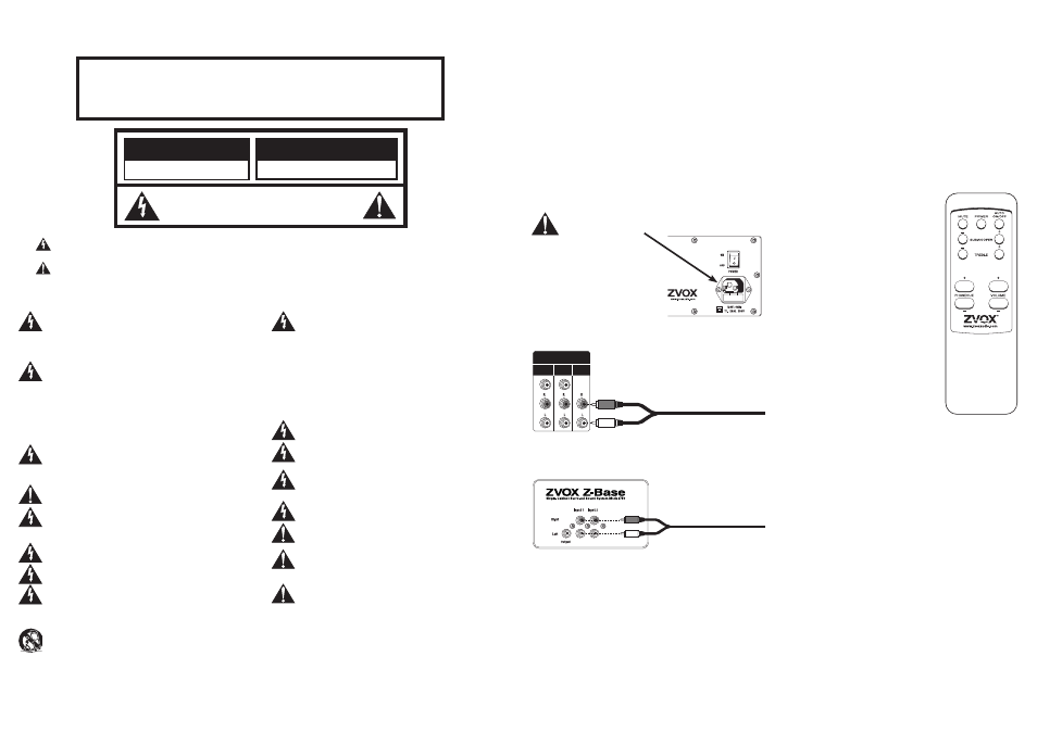 Warning, Read this first, Caution | ZVOX Audio 575 User Manual | Page 2 / 4