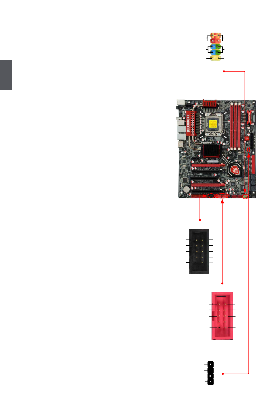 Front panel connector : fp1, Usb connectors : f_usb1/2, Speaker connector : speaker | Foxconn Manual | Page 25 / 127