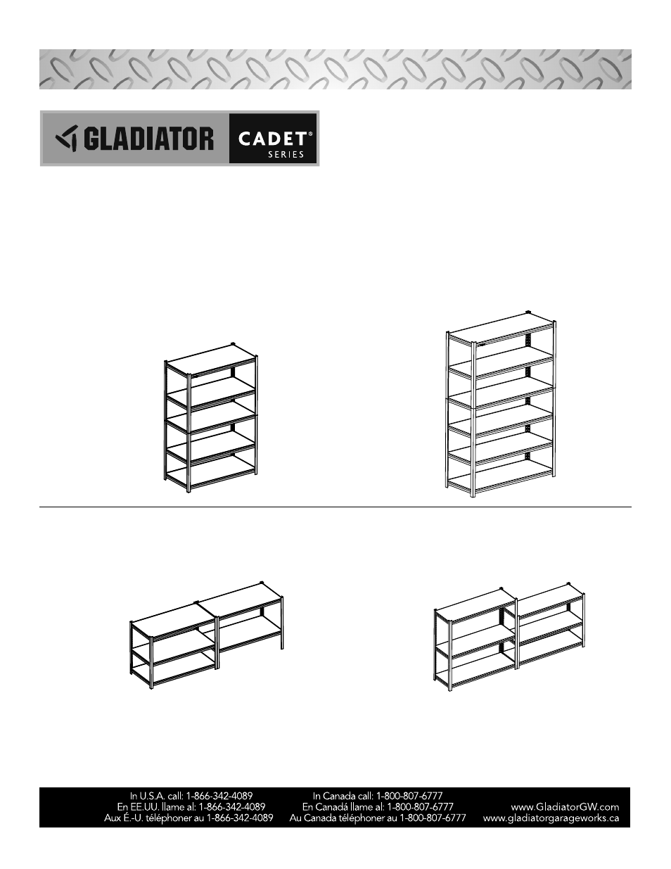 Gladiator Gars486xbg Cadet 48 X 18 6 Tier Rack Shelf User Manual