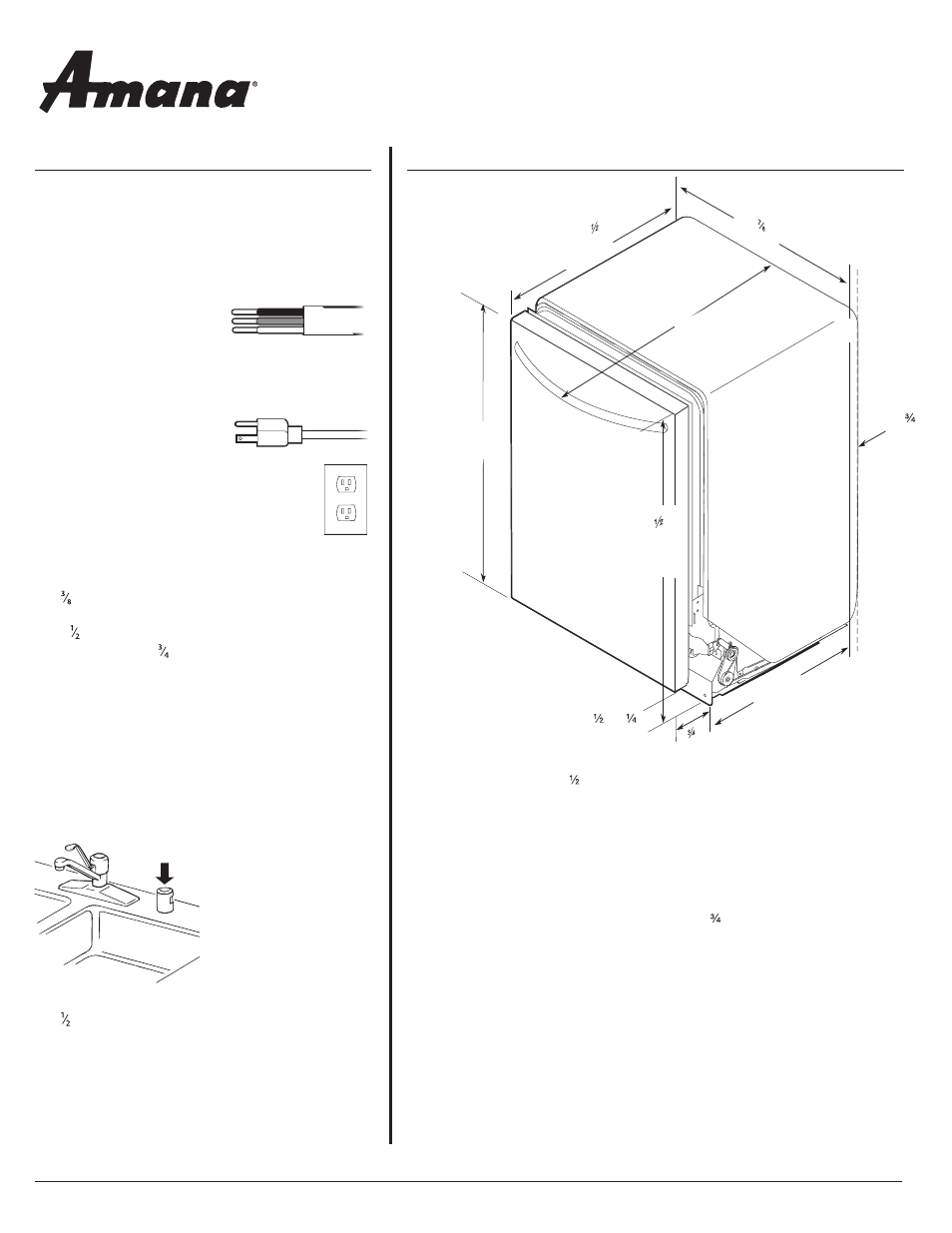 undercounter dishwasher dimensions