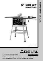 Delta 36-600 10" Table Saw Instruction Manual