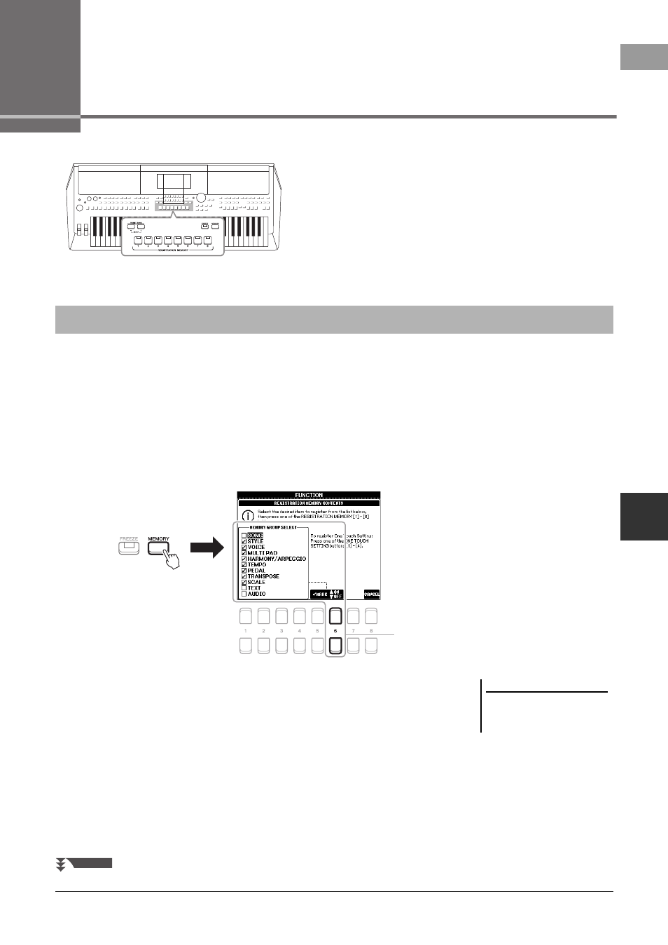 Registering your panel setups, Saving and recalling custom panel setups