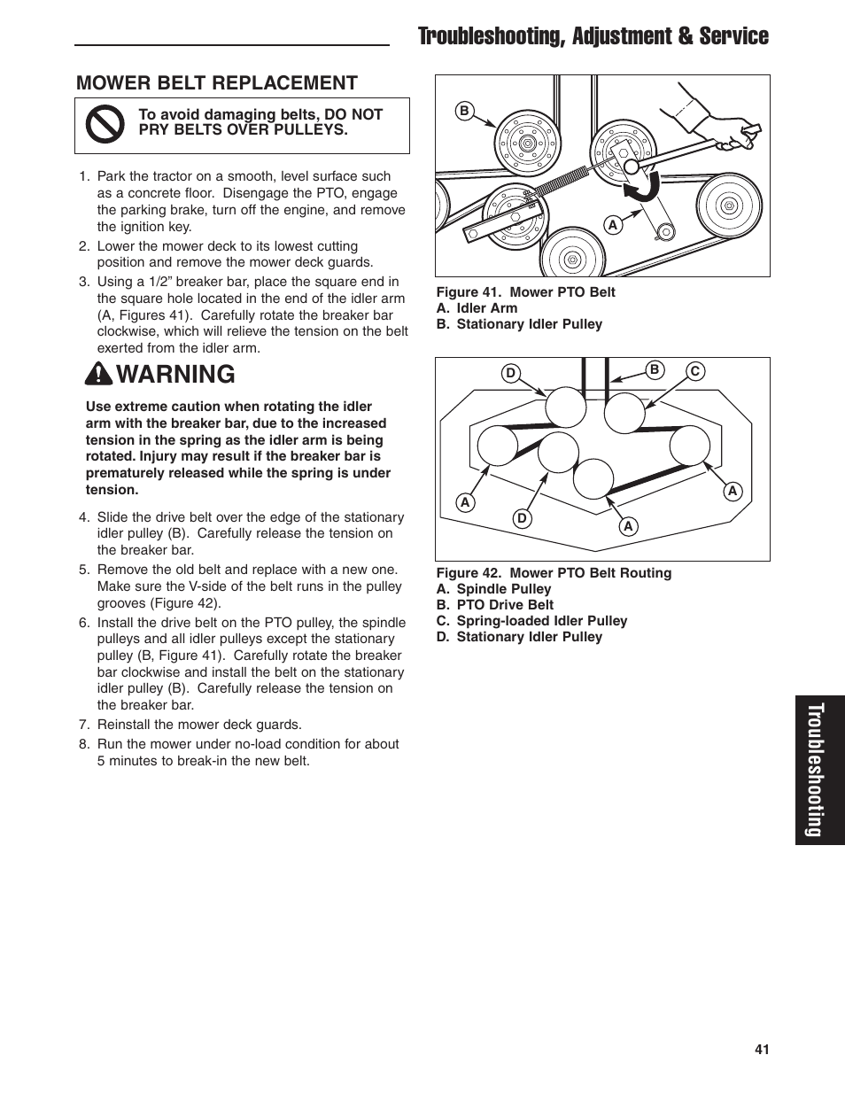 Troubleshooting Adjustment Service Warning Troubleshooting Ferris Industries 5900605 User Manual Page 43 48