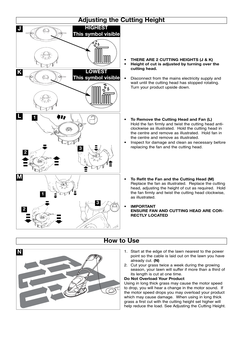 Adjusting the cutting height How to use Flymo Hover Vac HV280