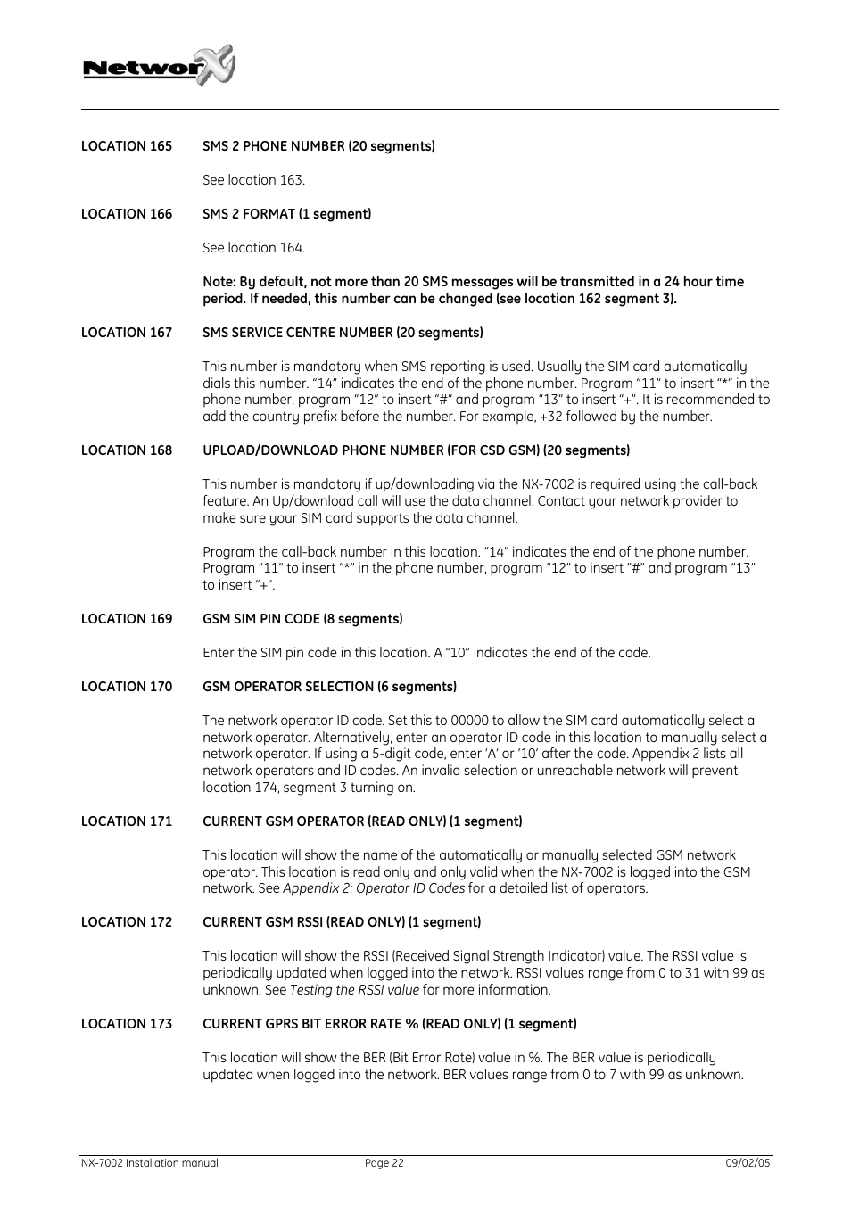 GE NetworX NX-7002 User Manual | Page 22 / 39