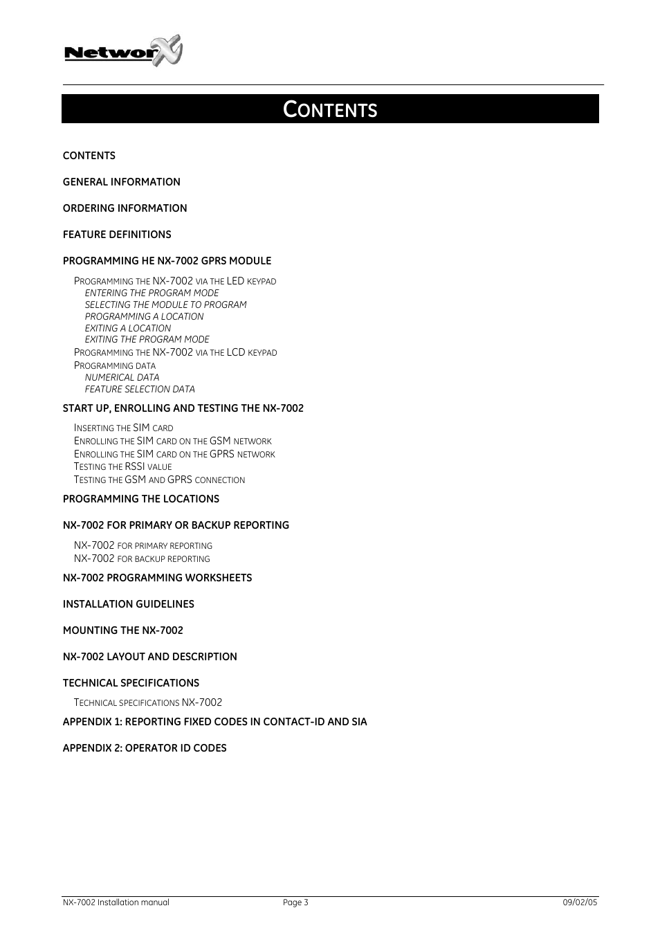 GE NetworX NX-7002 User Manual | Page 3 / 39