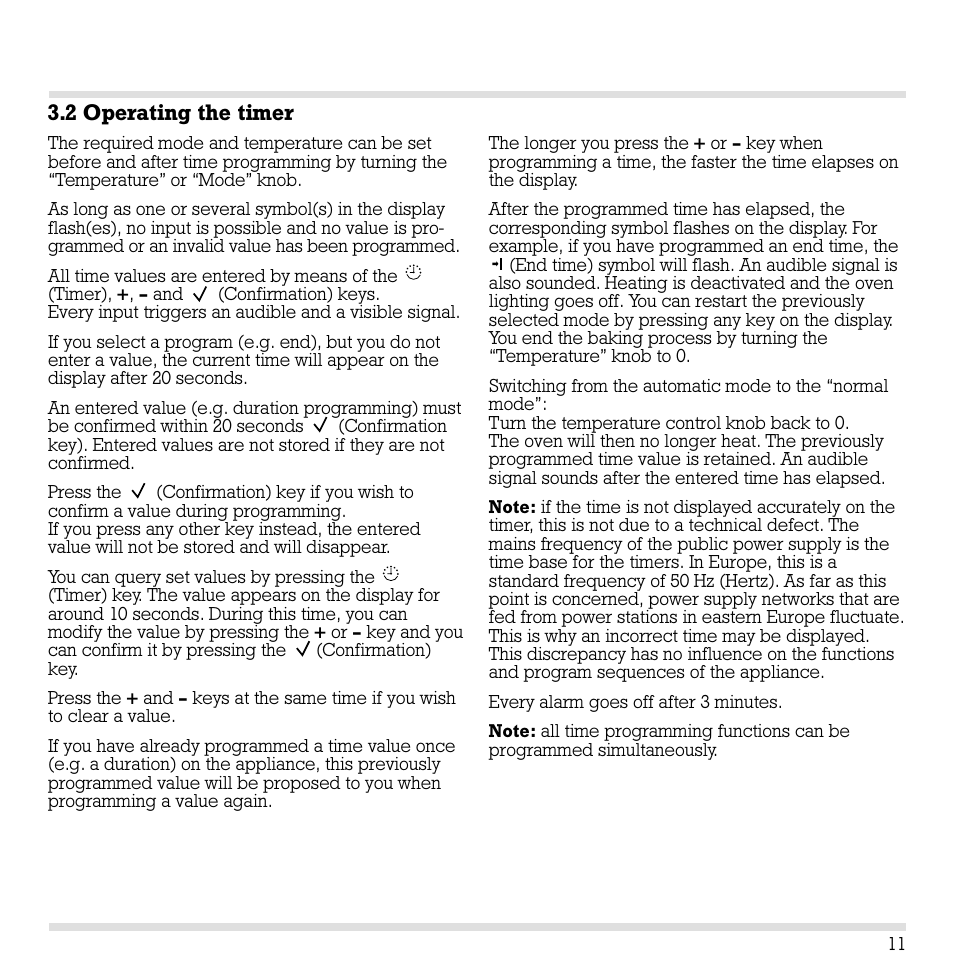 2 operating the timer | Gaggenau EB 210/211 User Manual | Page 12 / 31