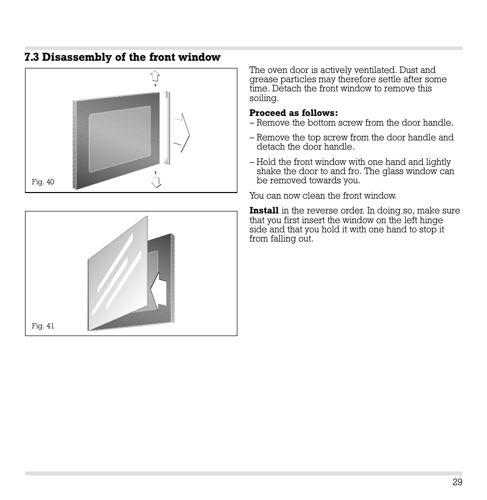 3 disassembly of the front window | Gaggenau EB 210/211 User Manual | Page 30 / 31