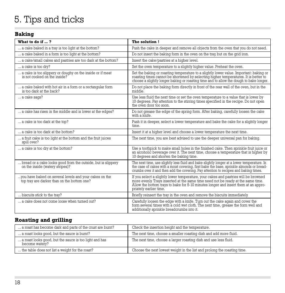 Tips and tricks, 18 baking roasting and grilling | Gaggenau EB 204/205 User Manual | Page 19 / 26