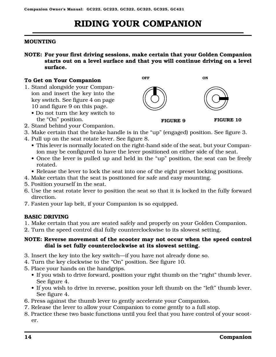 Riding your companion | Golden Technologies Companion II User Manual | Page 16 / 41