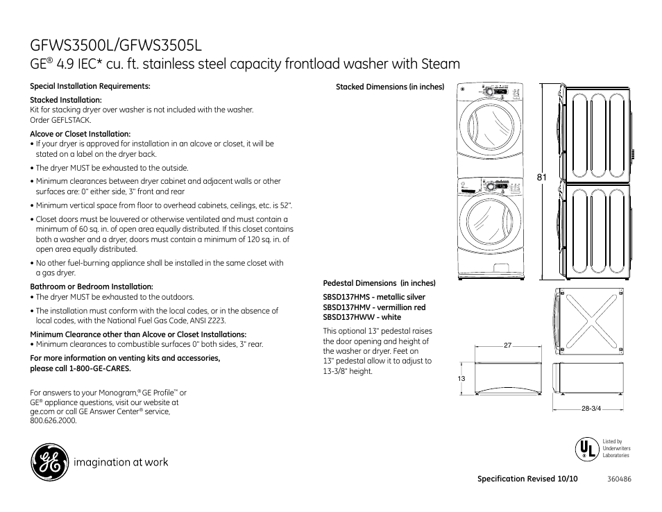 GE Profile GFWS3500L User Manual Page 2 / 3 Original mode Also