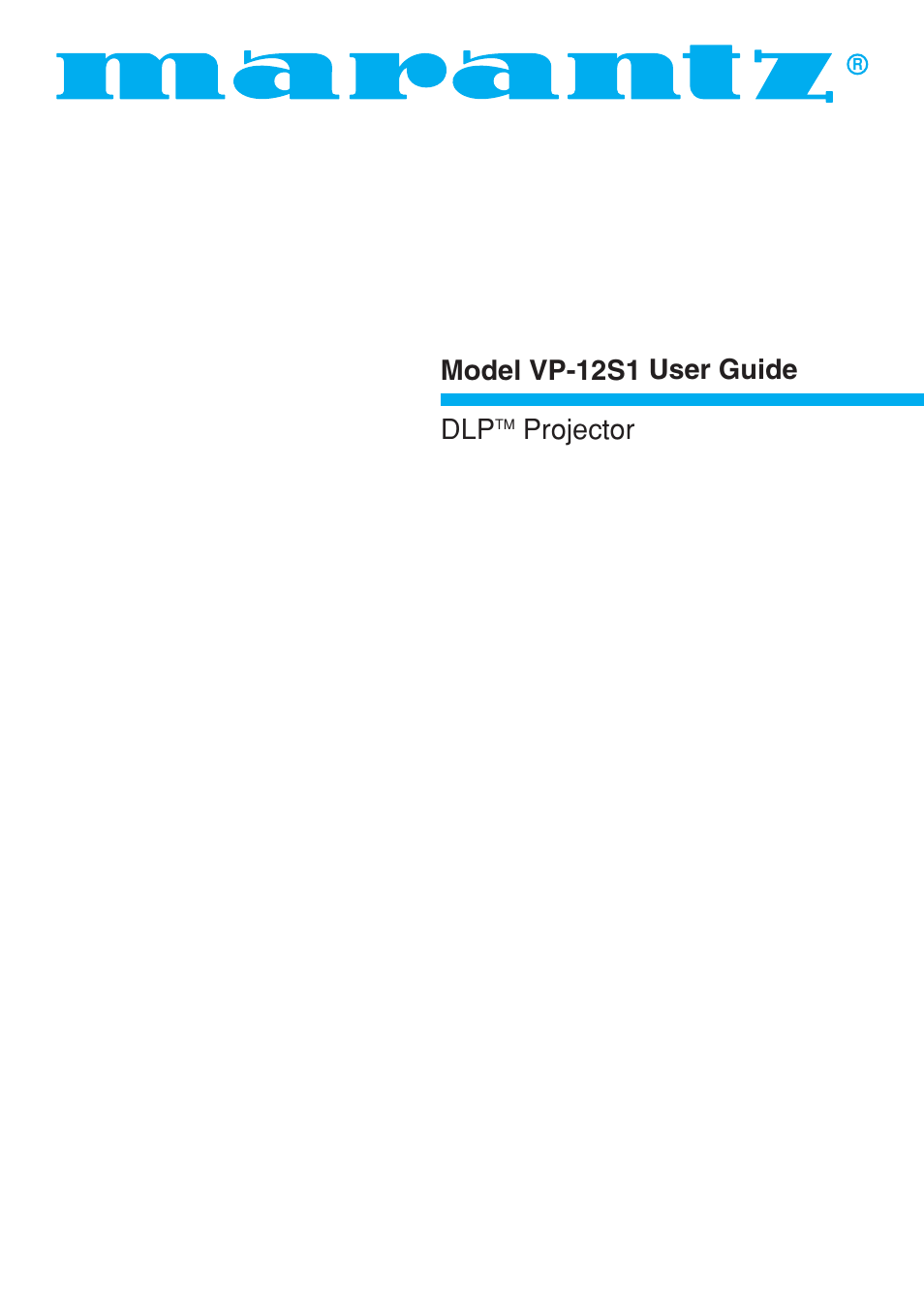 Marantz VP-12S1s User Manual | 30 pages