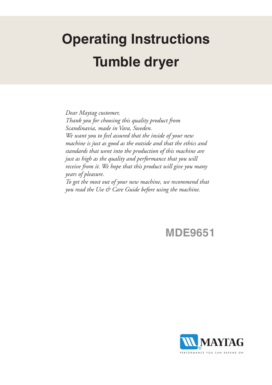 Maytag MDE9651 User Manual | 24 pages