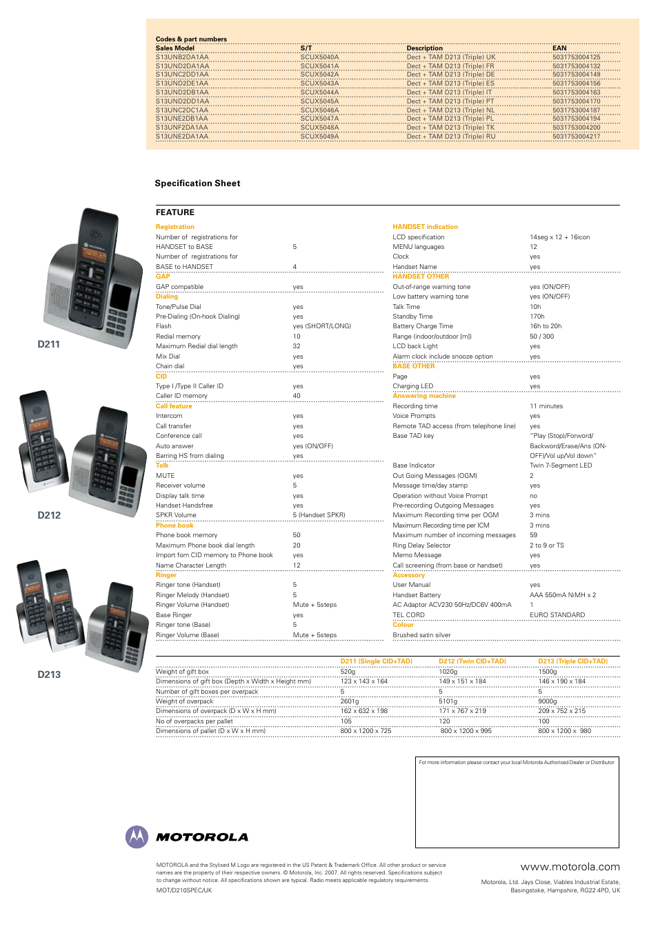 Motorola D210 Series User Manual | Page 2 / 2