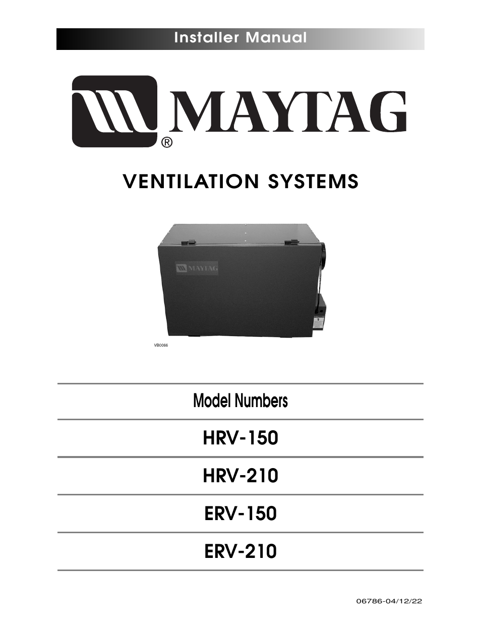 Maytag Ventilation Systems HRV-210 User Manual | 32 pages