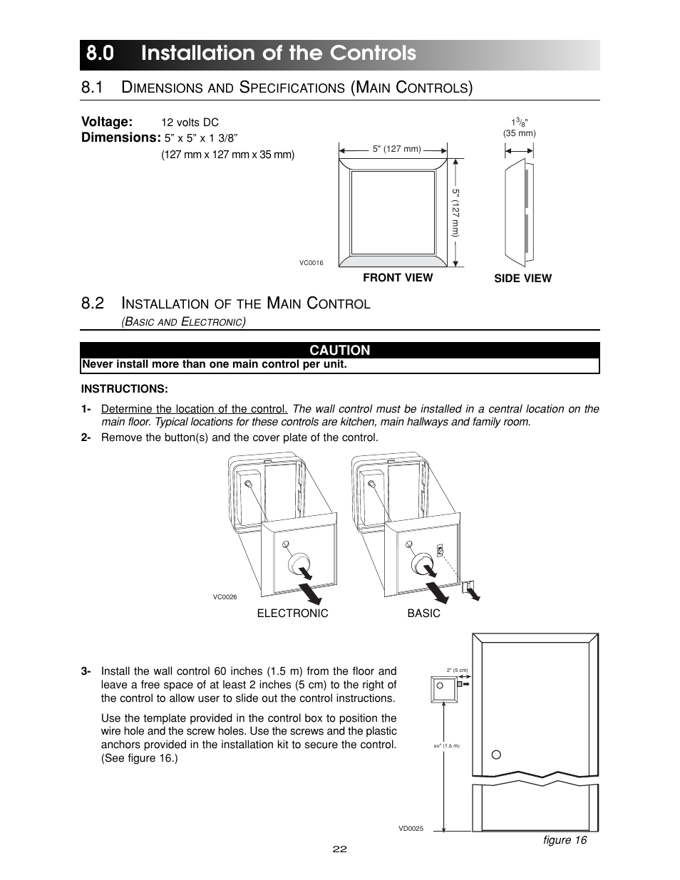 0 installation of the controls | Maytag Ventilation Systems HRV-210 User Manual | Page 22 / 32