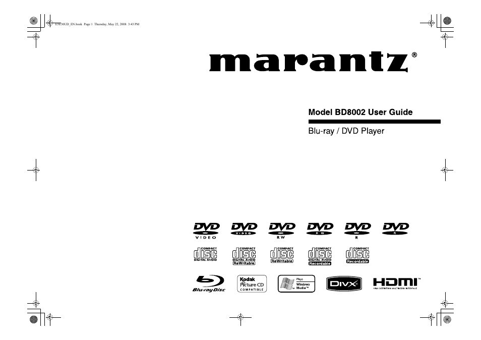 Marantz BD8002 User Manual | 44 pages