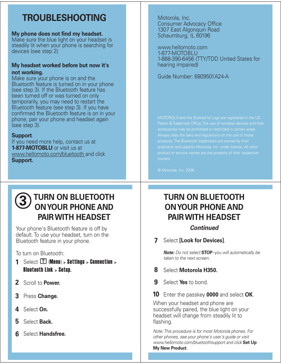 Troubleshooting Motorola H350 User Manual | Page 2 / 5