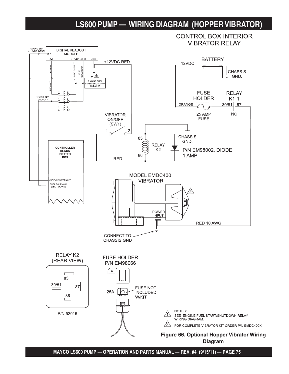 Ls600 pump — wiring diagram (hopper vibrator) | Multiquip Mayco Concrete  Pump LS600 User Manual | Page 75 / 152  Concrete Pump Wiring Diagram    Manuals Directory