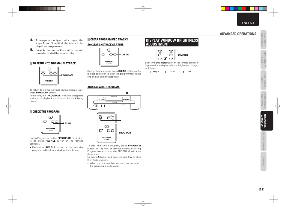 Display window brightness adjustment | Marantz 541110307024M User Manual | Page 13 / 19