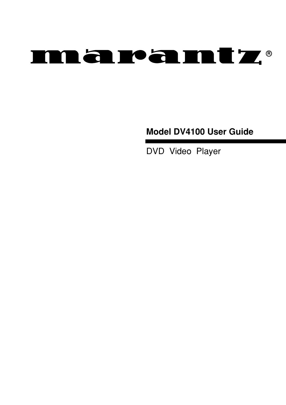 Marantz DV4100 User Manual | 35 pages