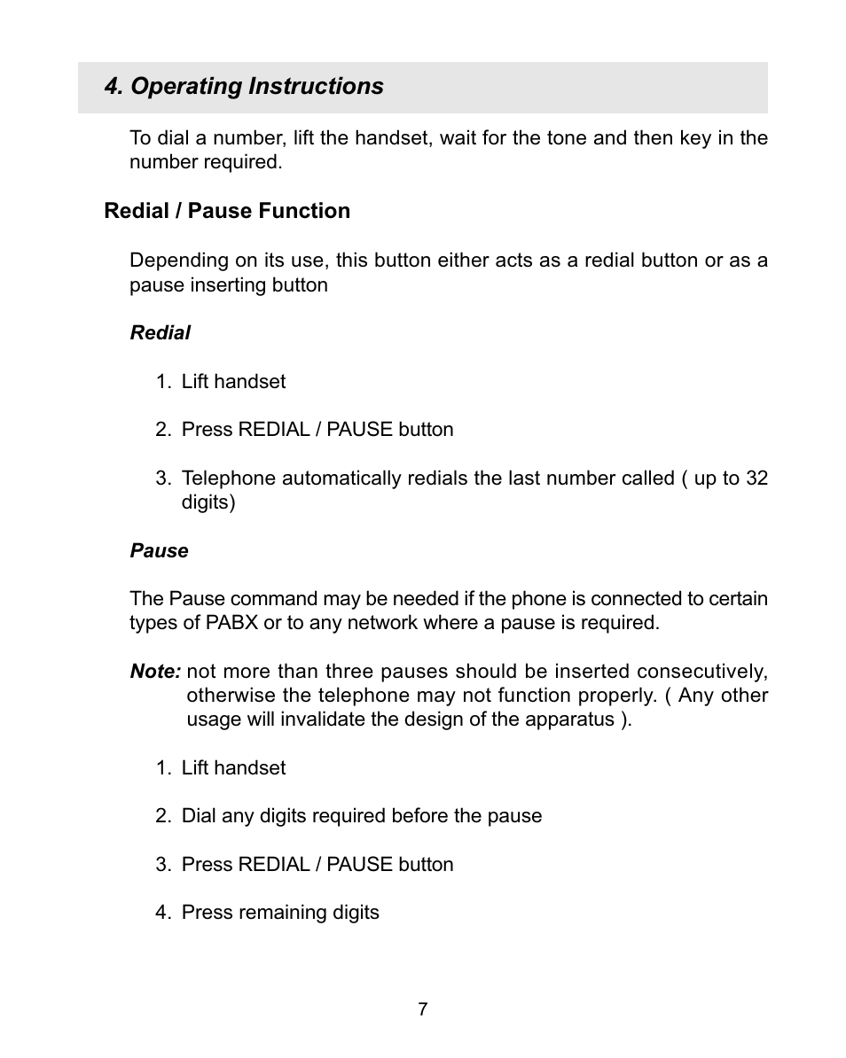 Operating instructions | Interquartz BASIC PHONE 98380 User Manual | Page 8 / 12