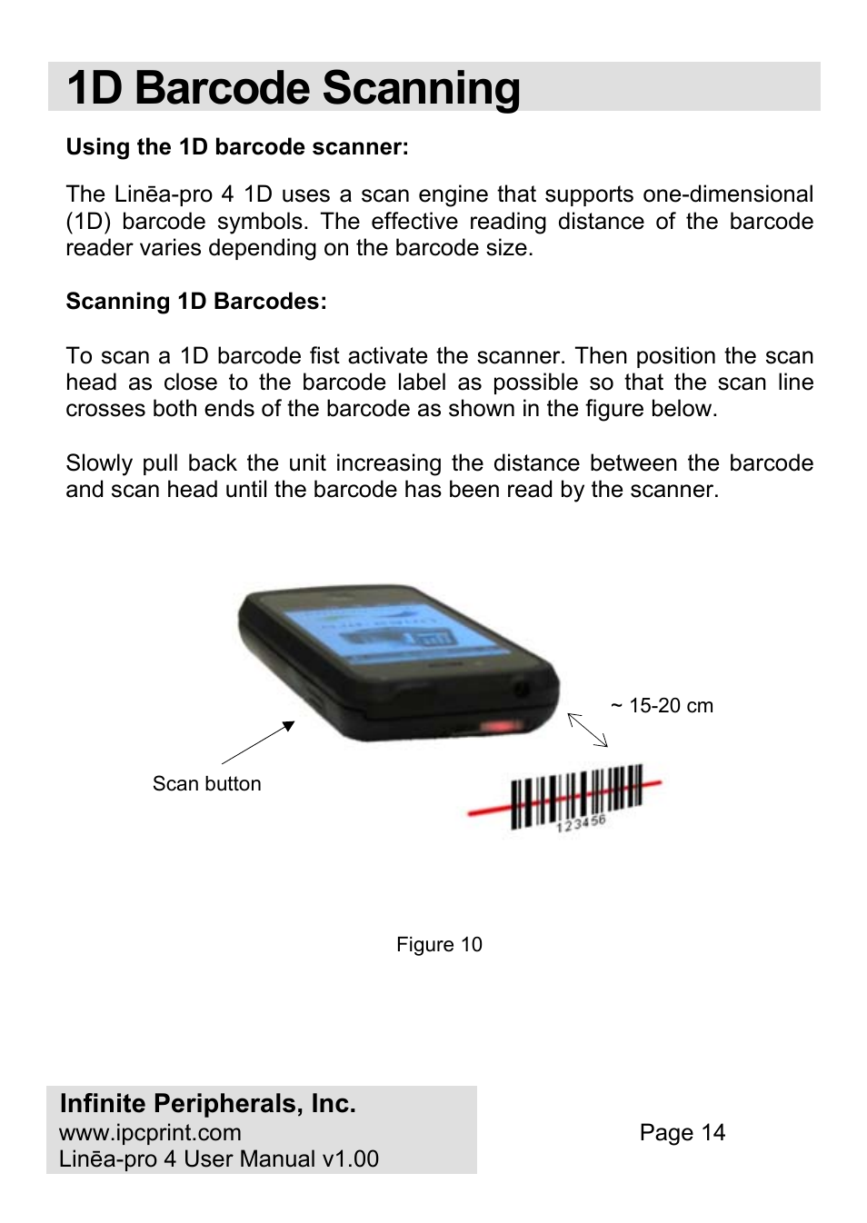 1d barcode scanning | Infinite Peripherals PRO 4 User Manual | Page 14 / 24
