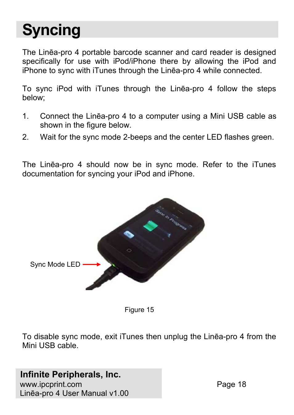 Syncing | Infinite Peripherals PRO 4 User Manual | Page 18 / 24