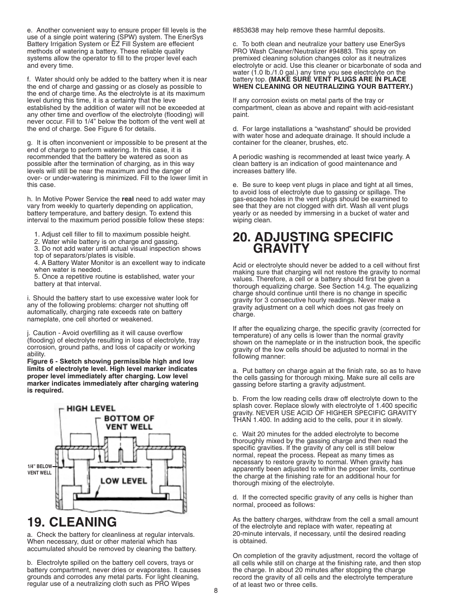 Cleaning, Adjusting specific gravity | Ironclad Automobile Parts User Manual | Page 8 / 11