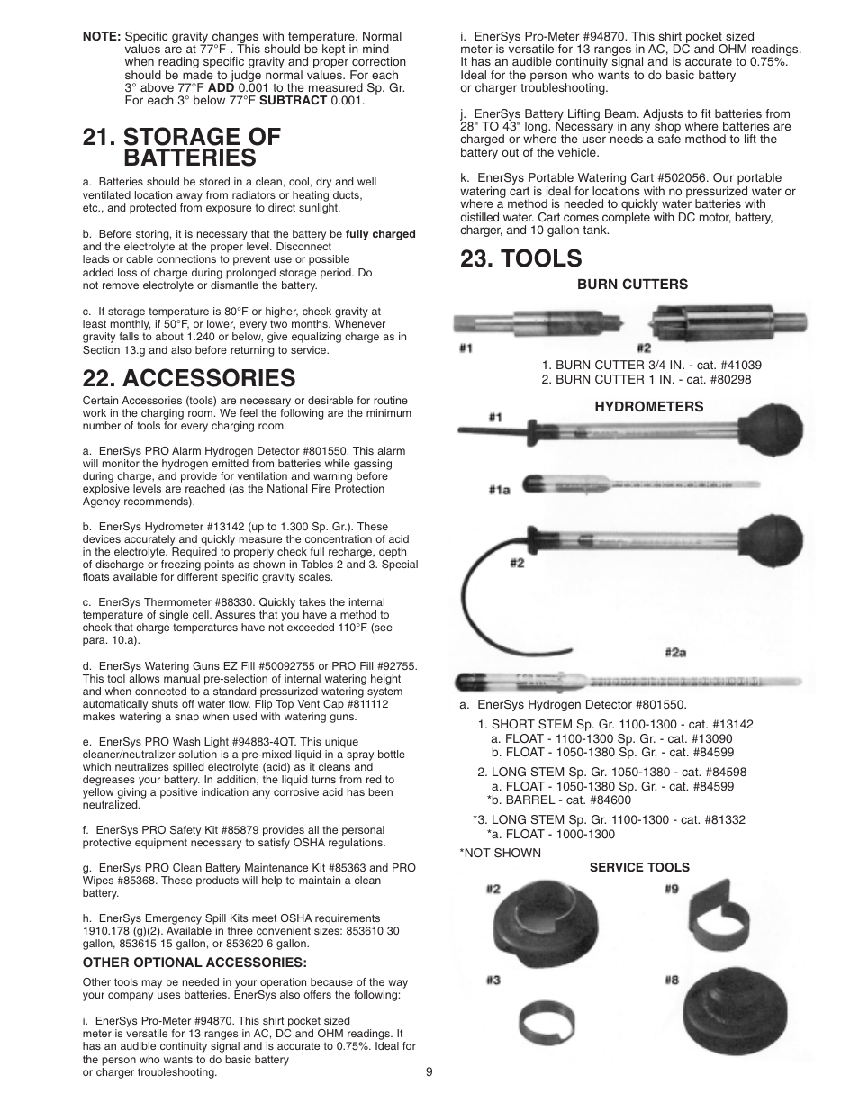 Tools, Storage of batteries, Accessories | Ironclad Automobile Parts User Manual | Page 9 / 11