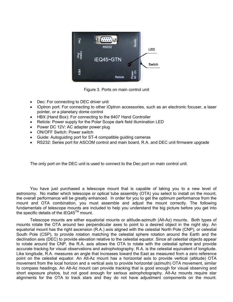 Prots on ieq45, Mount, Introduction | iOptron SMARTSTAR IEQ45TM User Manual | Page 7 / 46