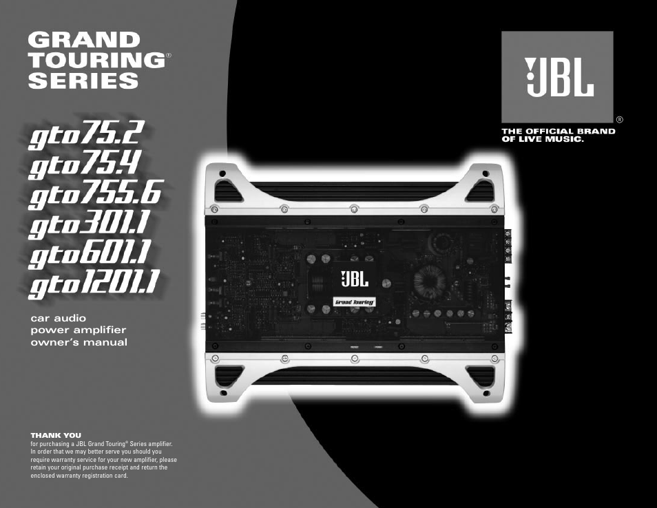 JBL GTO755.6 User | 8 | for: GTO301.1, GTO1201.1, GTO75.4