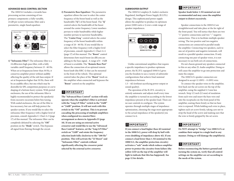 Important Jl Audio 1000 1v2 User Manual Page 6 13