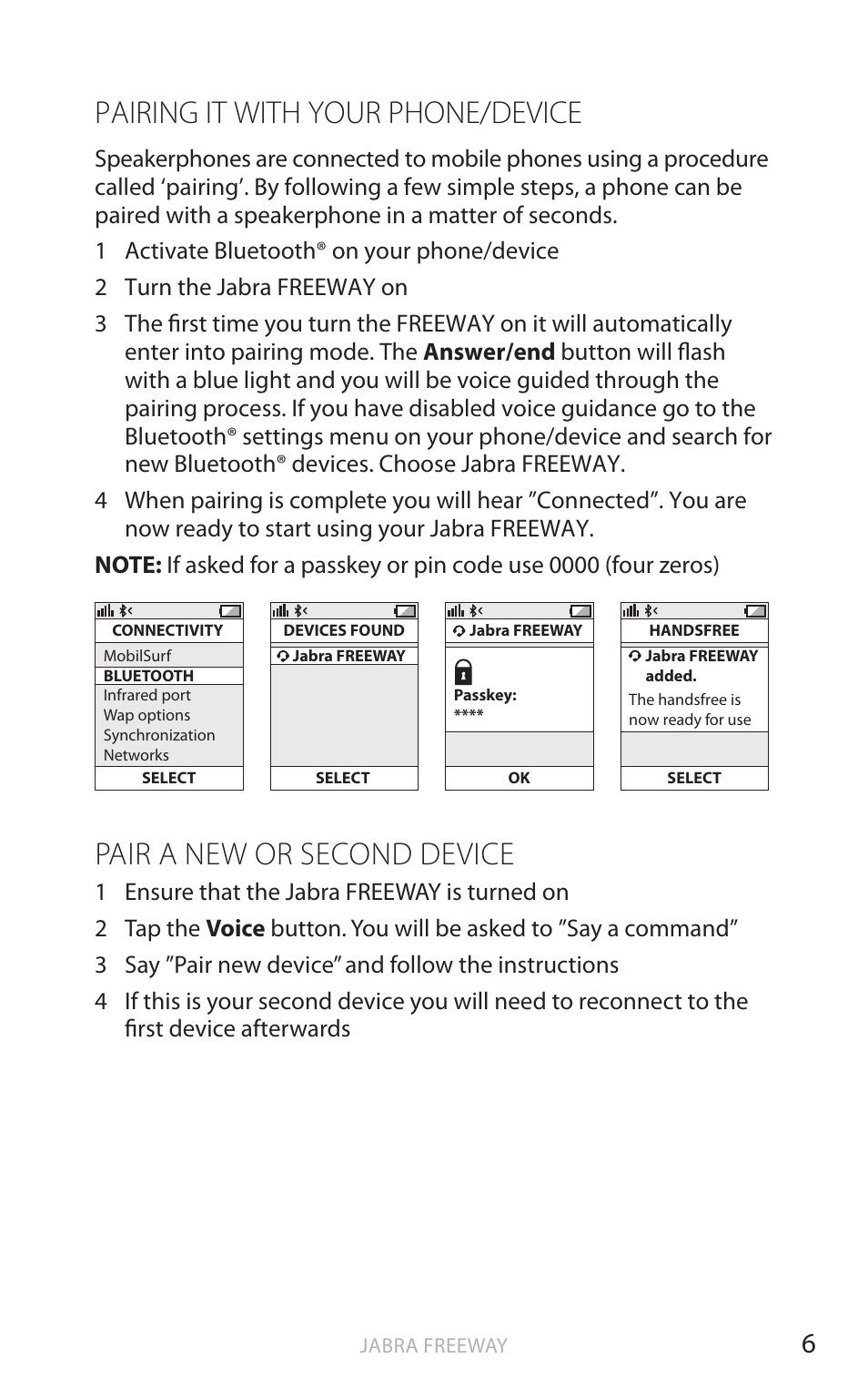 Jabra FREEWAY User Manual 
