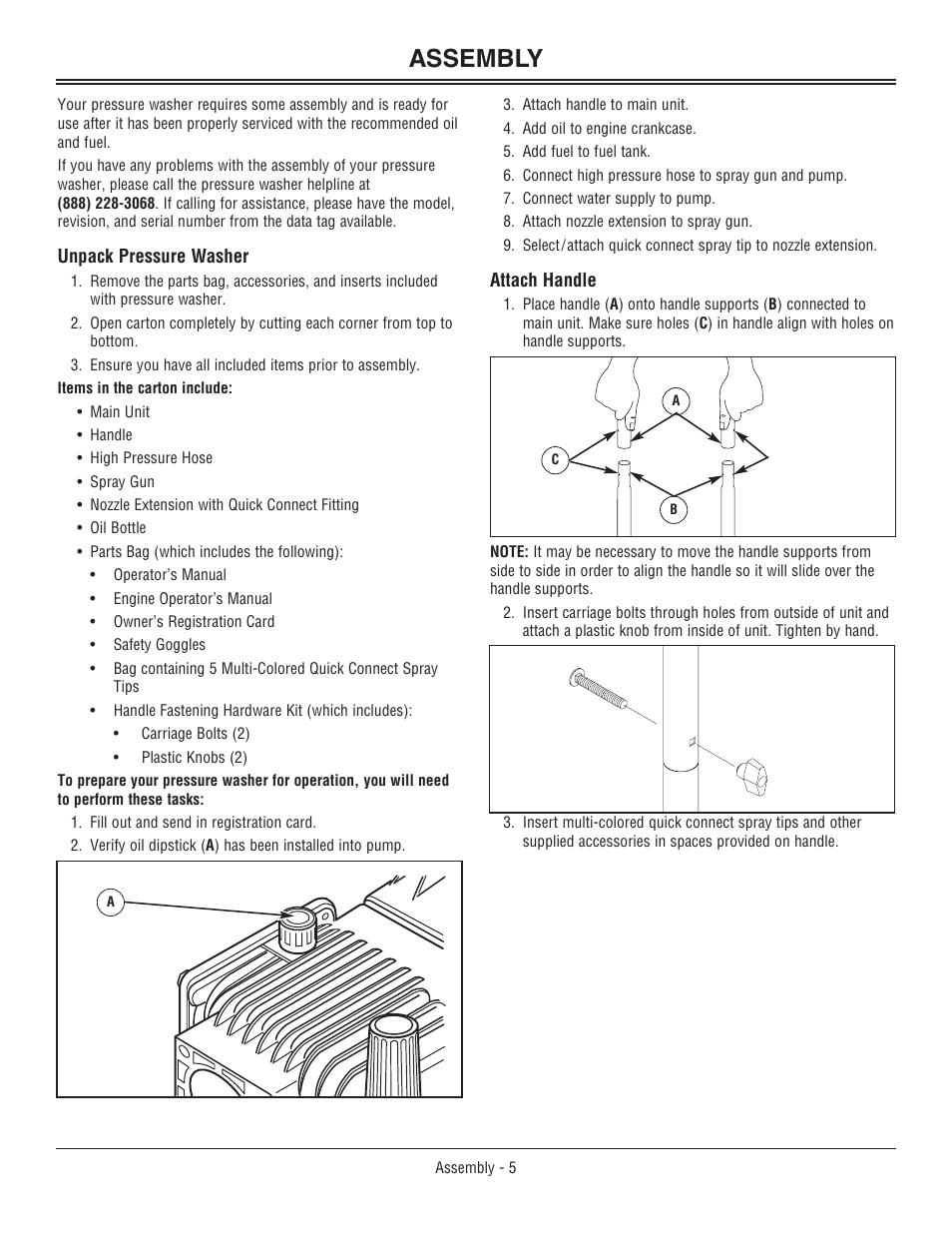 Daily operating checklis, Daily operating checklist, Assembly | John Deere OMM156510 User Manual | Page 9 / 24