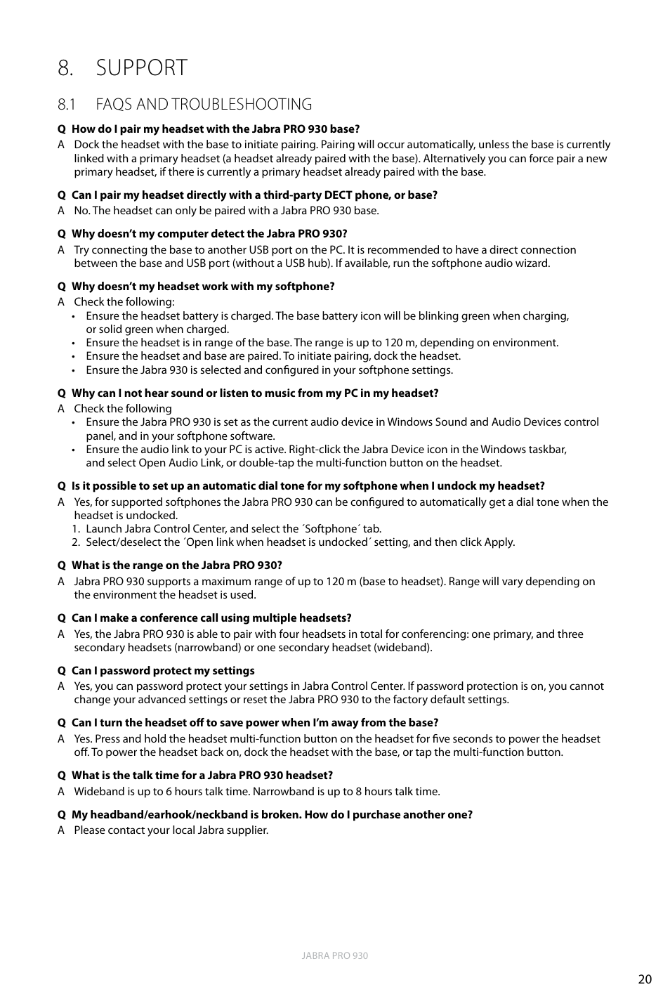 Jabra PRO 930 User Manual 
