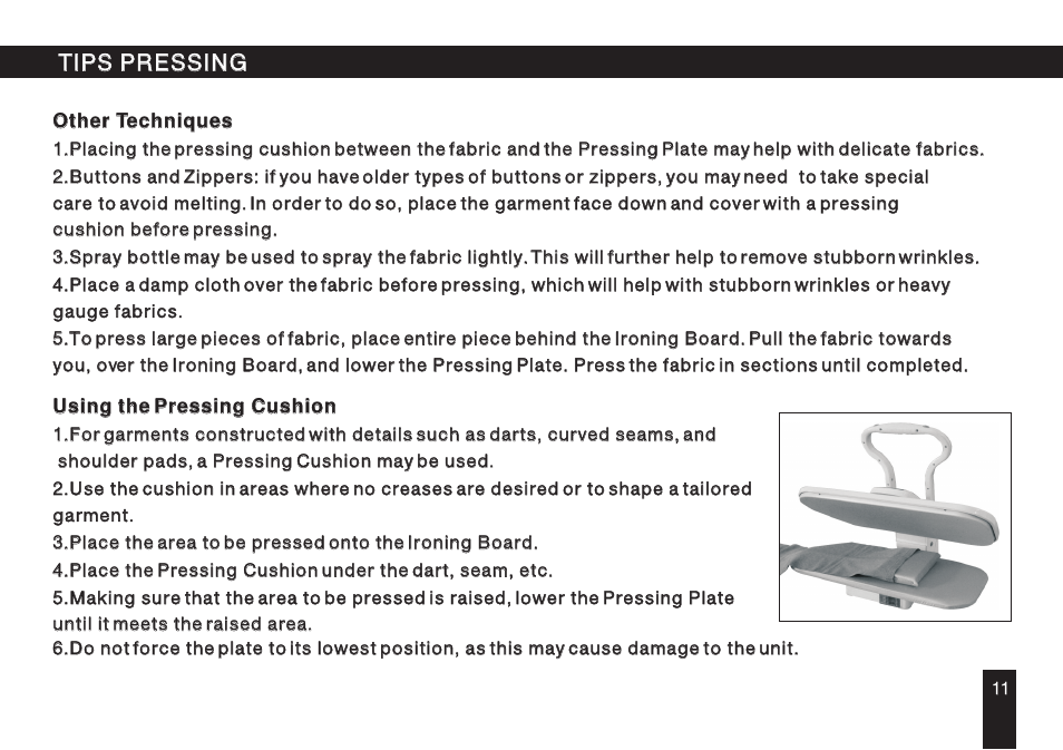 Т³гж 12, Tips pressing | SINGER ESP 2 User Manual | Page 12 / 15