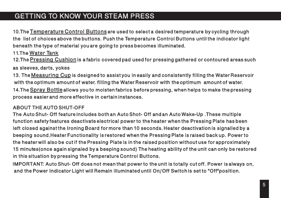 Т³гж 6, Getting to know your steam press | SINGER ESP 2 User Manual | Page 6 / 15