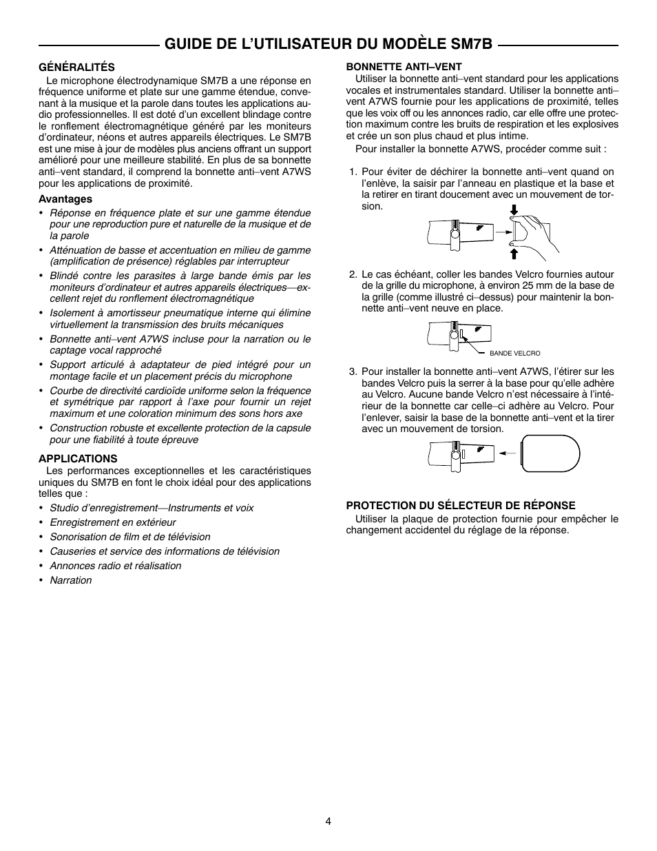 Guide De L Utilisateur Du Modele Sm7b Shure Sm7b User Manual Page 4 16 Original Mode