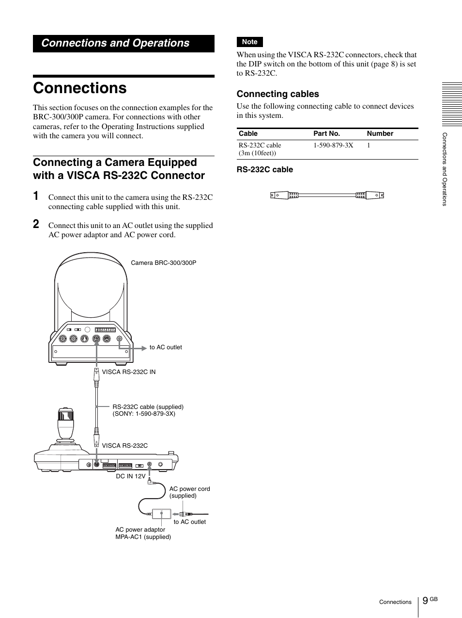 Connections and operations, Connections, Connecting a camera equipped