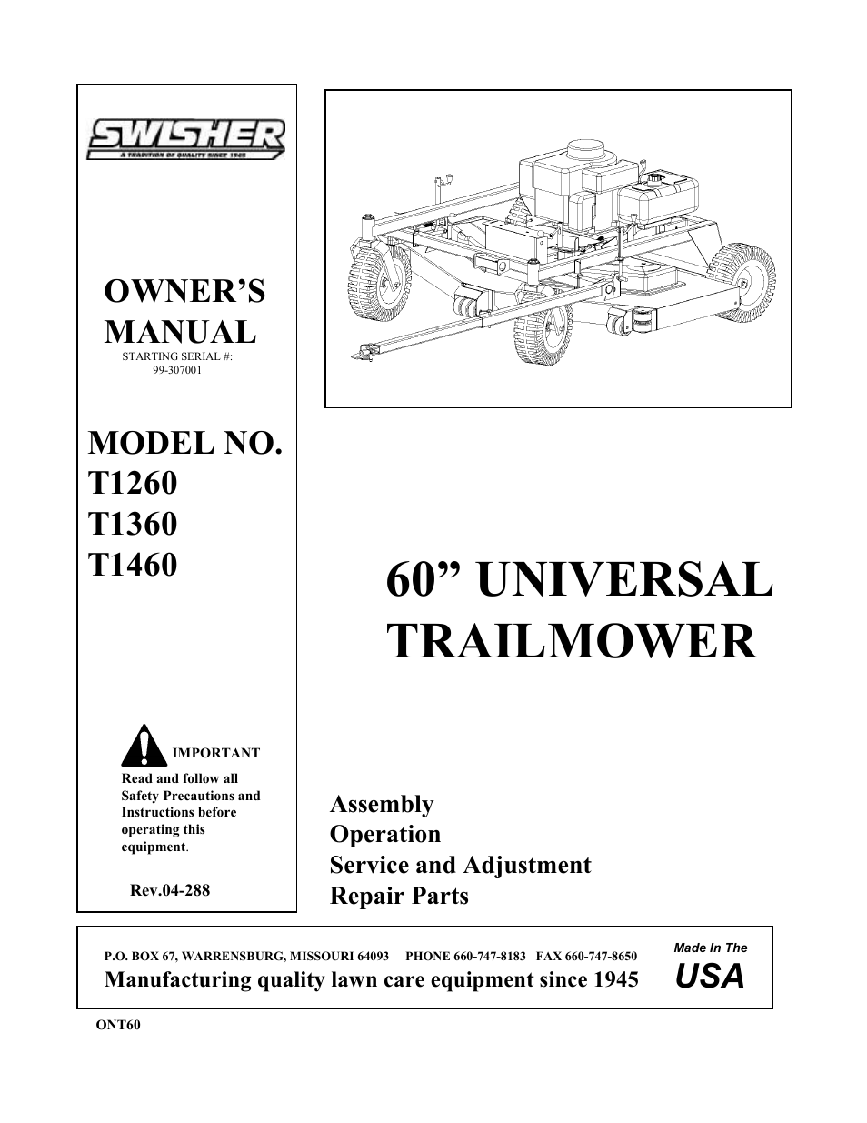 Swisher T1360 User Manual | 20 pages | Also for: T1260, T1460 m p 9 parts diagram 