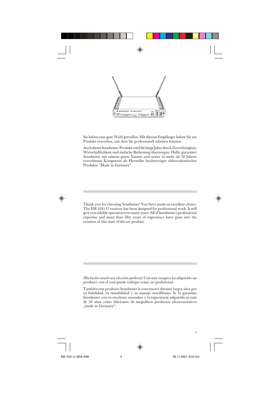Sennheiser Receiver Em 1031 U User Manual Page 3 40 Sennheiser Receiver Em 1031 U User Manual Page 3 40