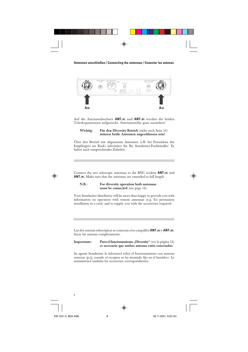 Sennheiser Receiver Em 1031 U User Manual Page 8 40 Sennheiser Receiver Em 1031 U User Manual Page 8 40