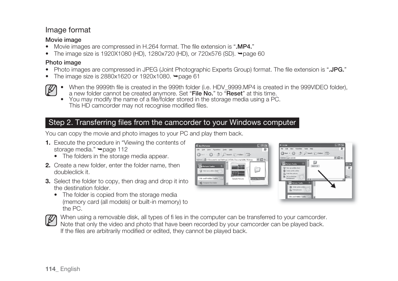 Image format | Samsung HMX-H1062SP User Manual | Page 124 / 144