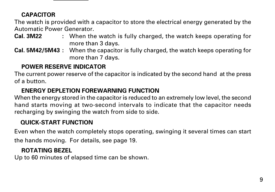 Seiko KINETIC 5M43 User Manual | Page 9 / 28 | Original mode | Also for:  KINETIC 3M22, KINETIC 5M42