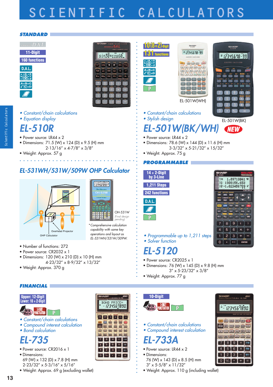 Scientific calculators, El-510r, El-5120 | Sharp electronic calculator