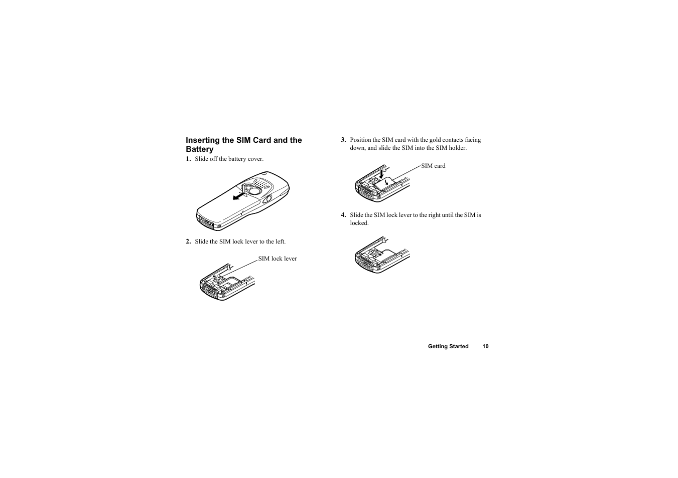 Inserting The Sim Card And The Battery Sharp O2 User Manual Page 11 132